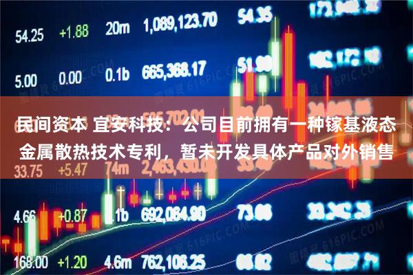 民间资本 宜安科技：公司目前拥有一种镓基液态金属散热技术专利，暂未开发具体产品对外销售